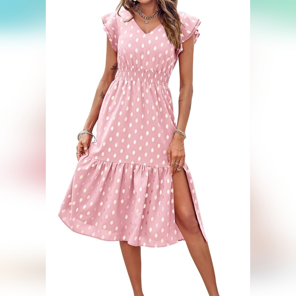 Womens Pink Midi Dress